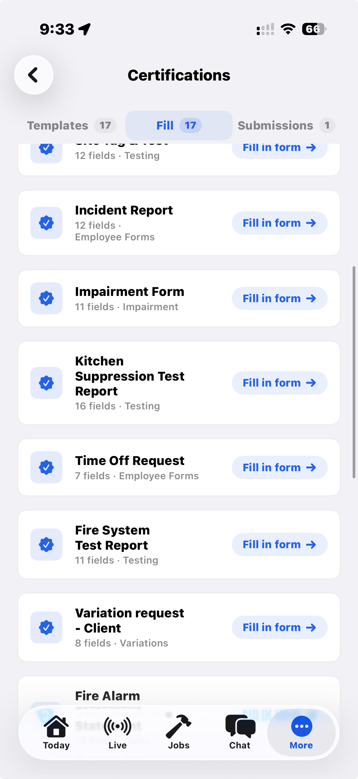 Staff Track electrical trades software — certifications app on iPhone